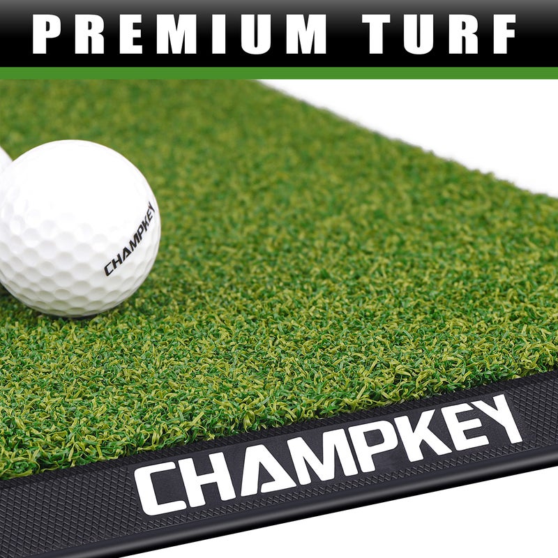 CHAMPKEY Premium Synthetic Turf Golf Hitting Mat | Heavy Duty Rubber Base Golf Practice Mat | Come with 1 Rubber Tee and 9 Plastic Tees (13" x 17", LITE Version) - Image 5